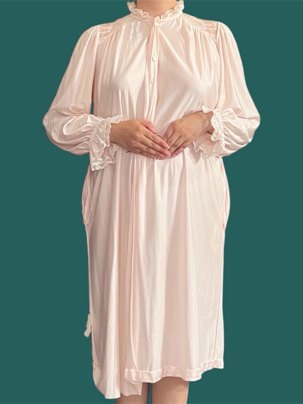 Pink satiny nightgown